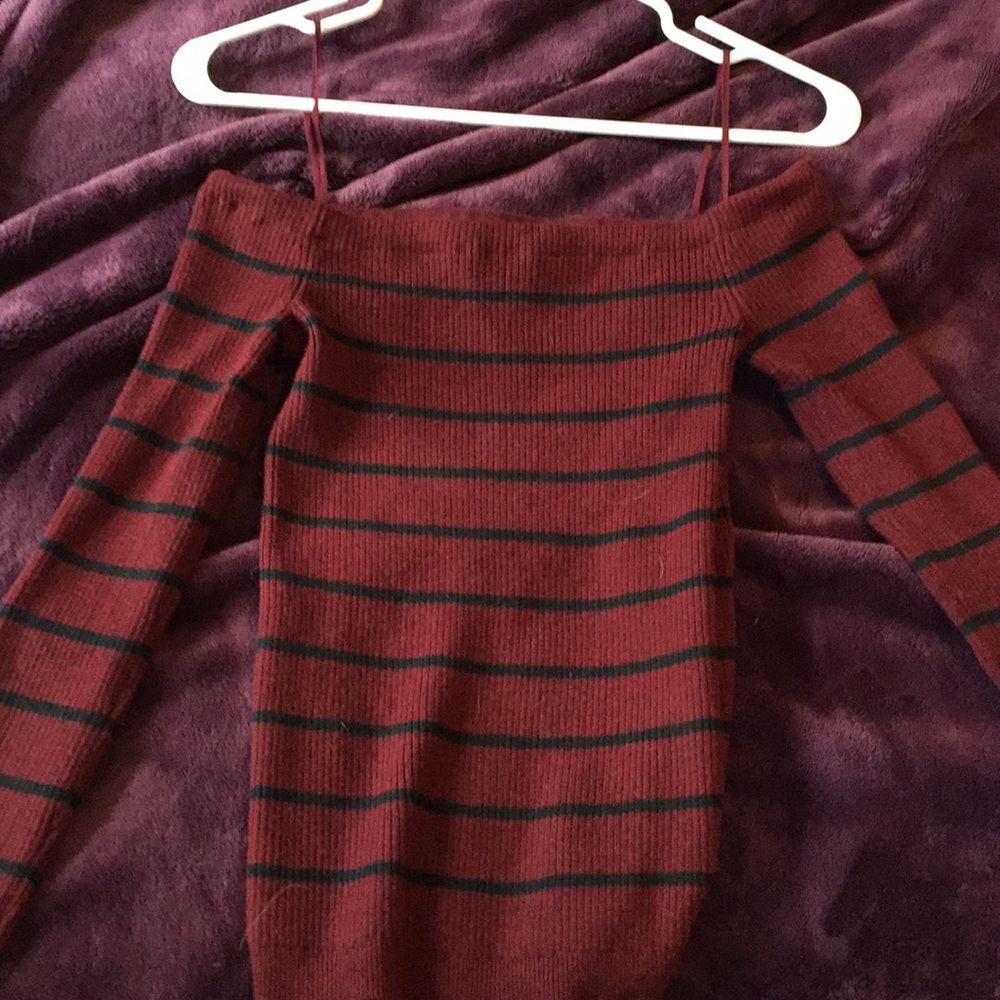 Off the shoulder striped sweater